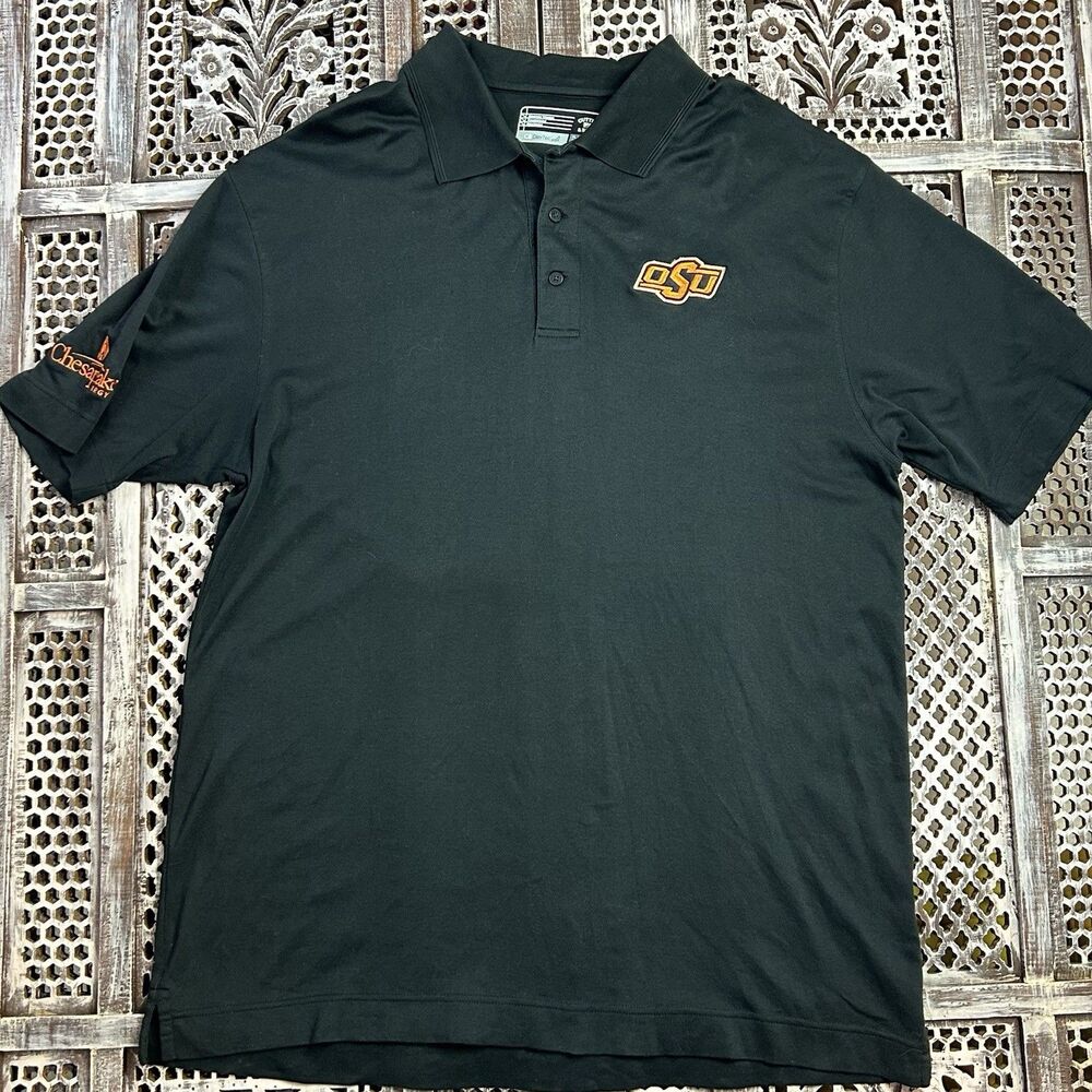 Cutter And Buck Polo Mens Size XL Black OSU Oklahoma State Dry Tech
